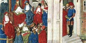 Il Papa Urbano II bandisce la Prima Crociata, miniatura dalle &laquo;Storie delle Crociate&raquo; di Guglielmo di Tiro, Ginevra, Biblioteca Pubblica e Universitaria