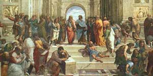 Raffaello, "La scuola di Atene", Stanza della Segnatura (particolare)