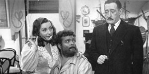 Tot&ograve;, Orson Welles, e Viviane Romance in "L'uomo la bestia e la virt&ugrave;" di Steno, 1953