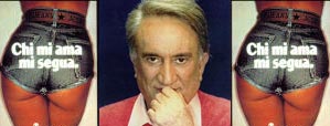 Emilio Fede e una vecchia pubblicit&agrave; di jeans