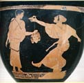 particolare di cratere attico con attori, dalla Necropoli di Spina, V sec. a.C., Ferrara, Museo Archeologico Nazionale
