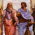Raffaello, Scuola di Atene, Platone e Aristotele, 1509-1510, Citt&agrave; del Vaticano, stanza della Segnatura