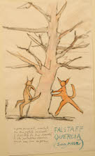 Mino Maccari, Atto III scena 2, elementi scenici: Quercia e Diavoletti (tre studi), per Falstaff di Giuseppe Verdi, 1970, MMF, inv. 1159