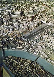 Plastico di Roma al tempo di Costantino, particolare: il circo Massimo e l'anfiteatro Flavio (Italo Gismondi 1937 [e successivi aggiornamenti])