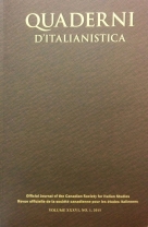 Quaderni d�Italianistica, XXXVI, 1, 2015
