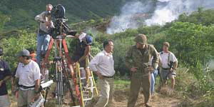 John Woo e Nicholas Cage sul set di Windtalkers