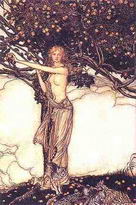 Arthur Rackam, Rackham's Color Illustrations for Wagner's Ring [The Rhinegold & the Valkyrie, 1912], Freya.